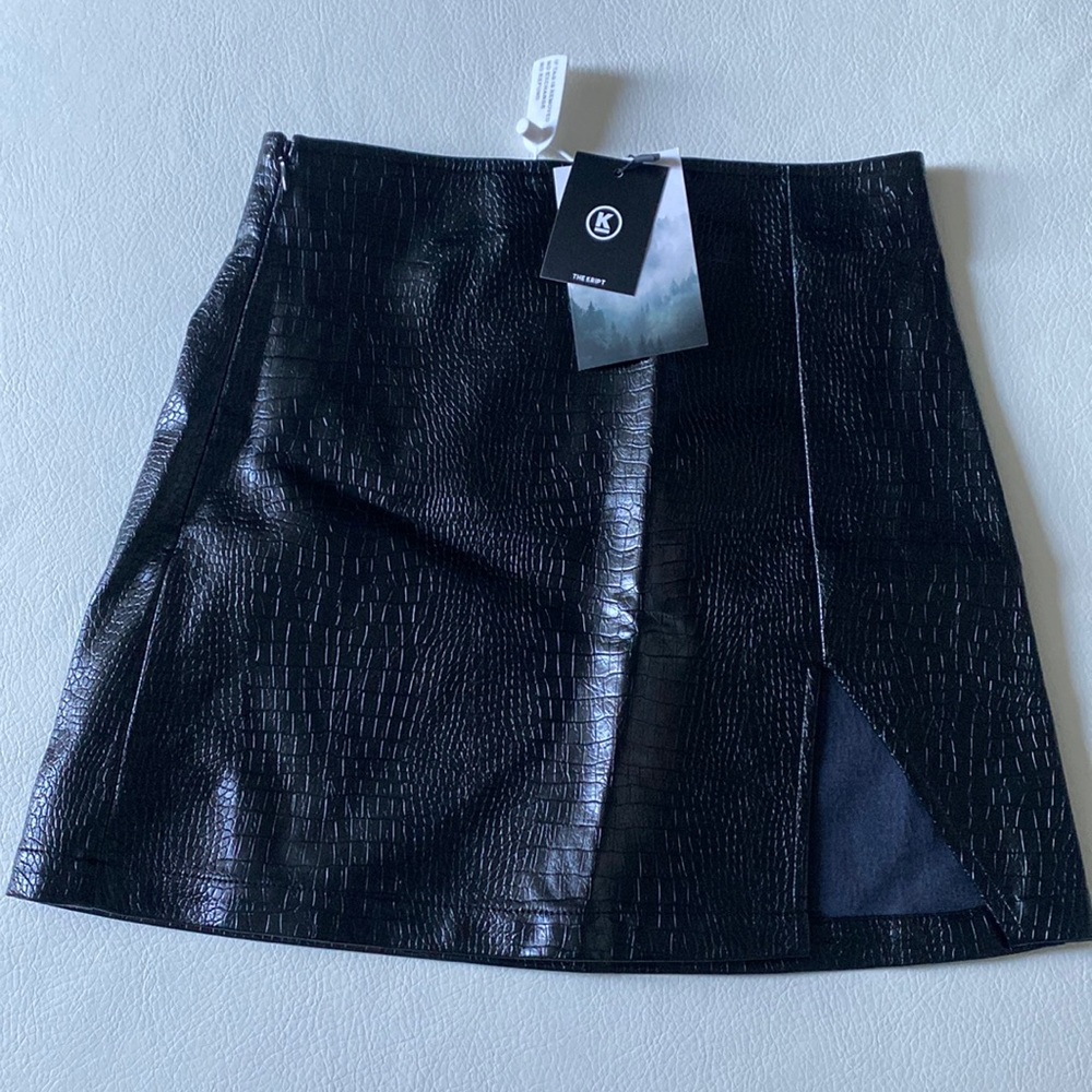 The Kript Faux Leather Croc Skirt